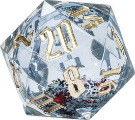 Snow Globe: 54mm D20 - Silver Ink, Silver Glitter, Red and Green Snowflakes