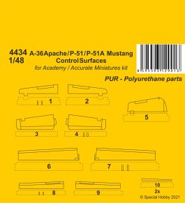 CMK 1/48 A-36 Apache / P-51 / P-51A Mustang Control Surfaces