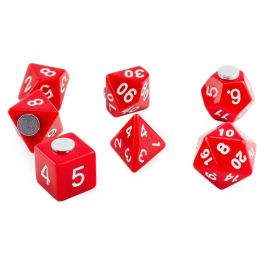 Red 7-Die Set Decorative Magnets in Tin