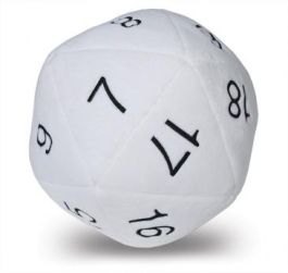 Jumbo D20 Novelty Dice Plush in White with Black Numbering