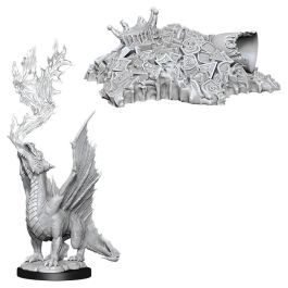 Dungeons & Dragons: Nolzur's Marvelous Minis: Gold Dragon Wyrmling & Small Treasure Pile W11 (Unpainted)