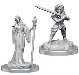 Critical Role Unpainted Miniatures: W03 Human Wizard Female & Halfling Holy Warrior Female
