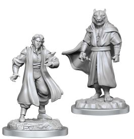 Critical Role Unpainted Miniatures: W03 Male Human Sorcerer Merchant & Tiger Demon
